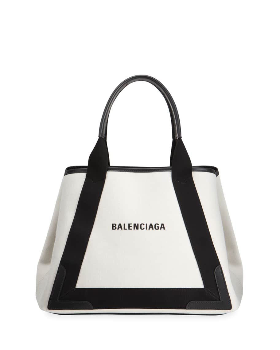 Balenciaga Cabas Logo Canvas & Leather Tote Bag | Neiman Marcus