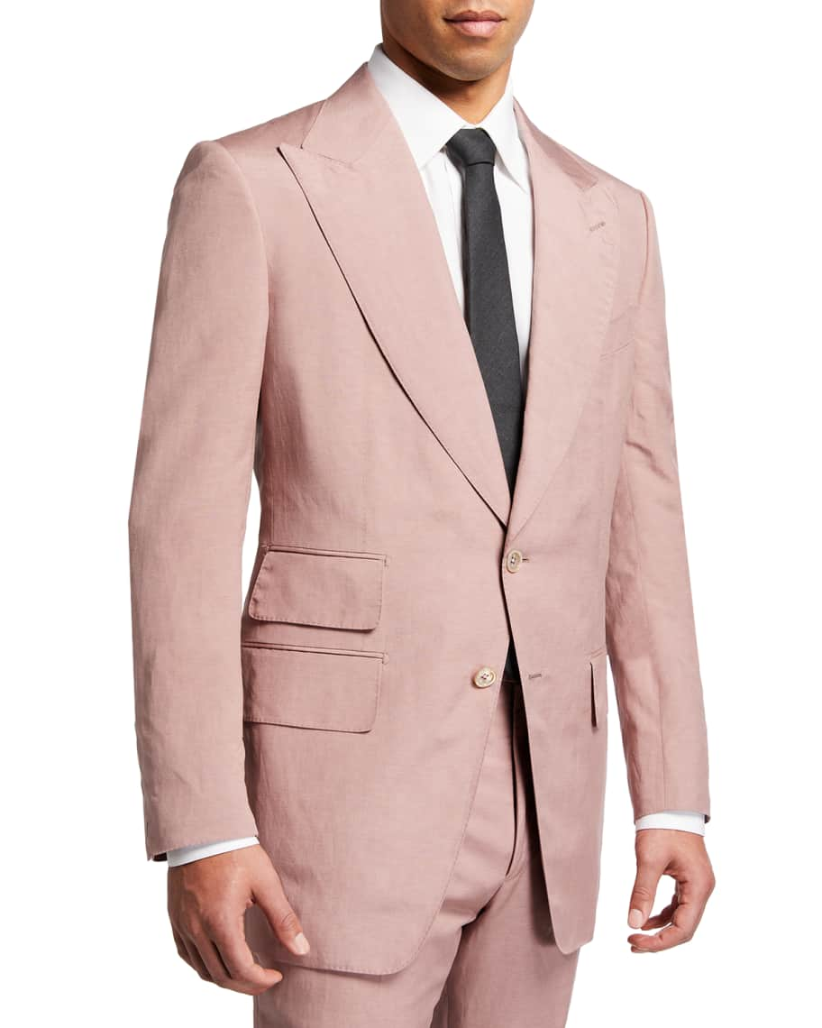 CANALI Double-Breasted Linen and Silk-Blend Suit Jacket for Men