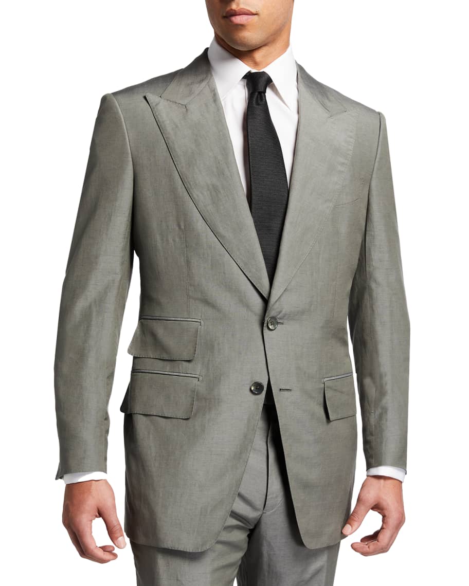 TOM FORD Men s Silk Linen Two Piece Day Suit Gray Neiman Marcus