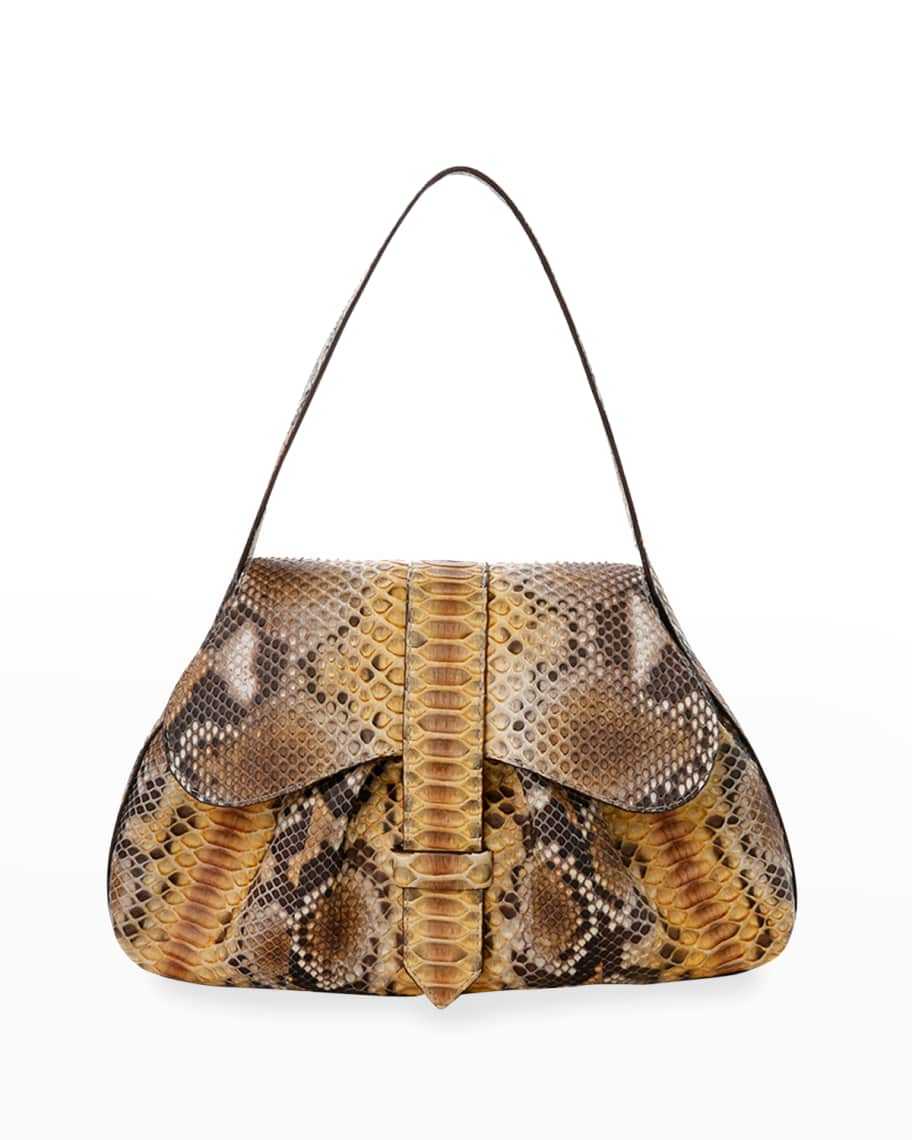 ADRIANA CASTRO Mercedes Pleated Python Top-Handle Bag | Neiman Marcus