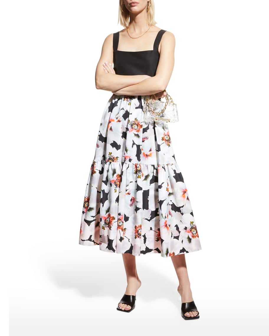 Tanya Taylor Gia Long Tiered Floral Dress Neiman Marcus