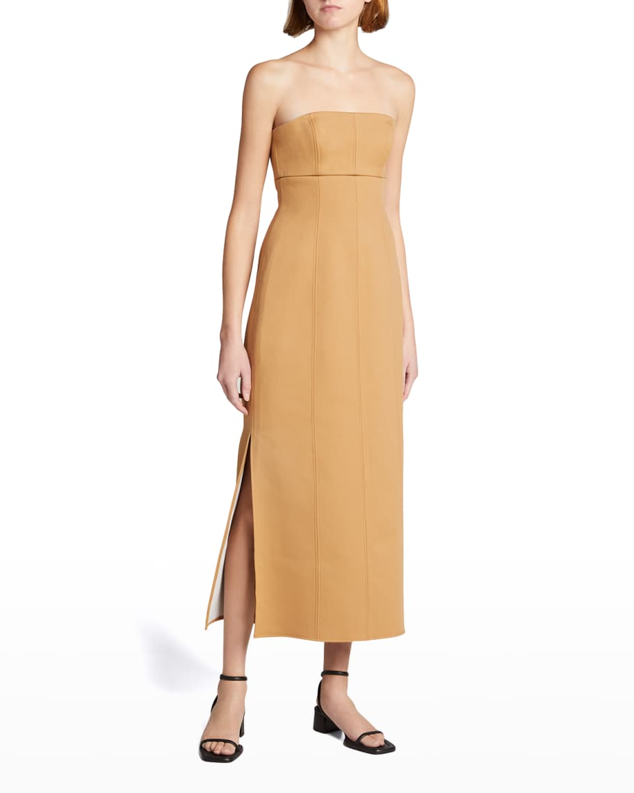 Andres Strapless Dress Mustard Yellow