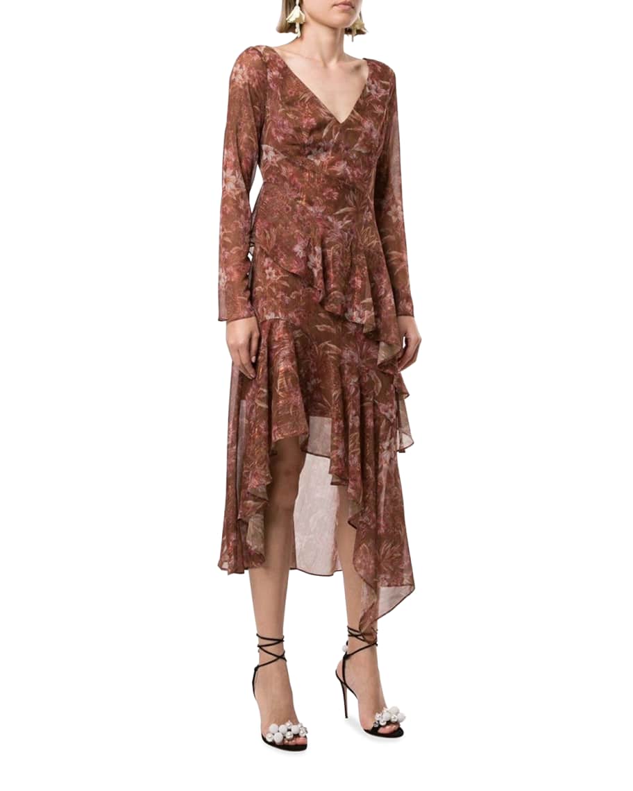 Marchesa notte butterfly lace midi dress discount