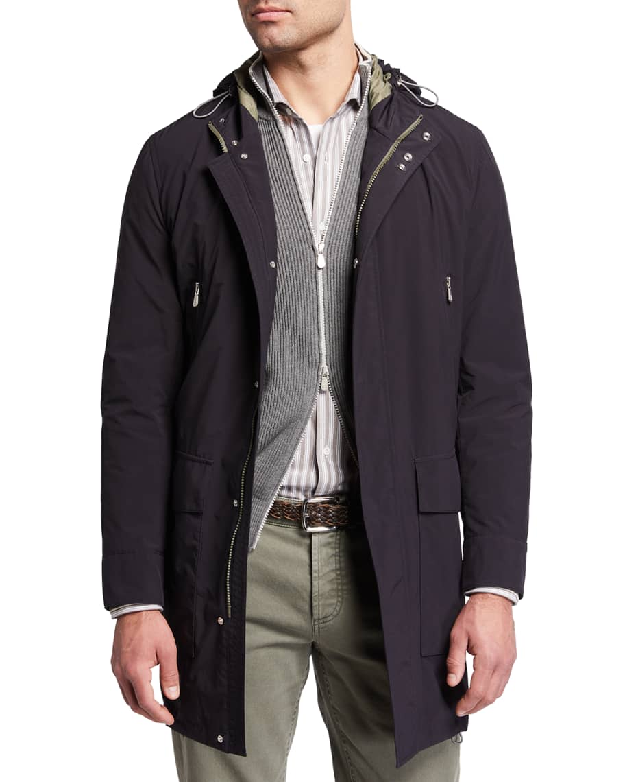 Brunello Cucinelli Men's Microfiber Hooded Parka | Neiman Marcus