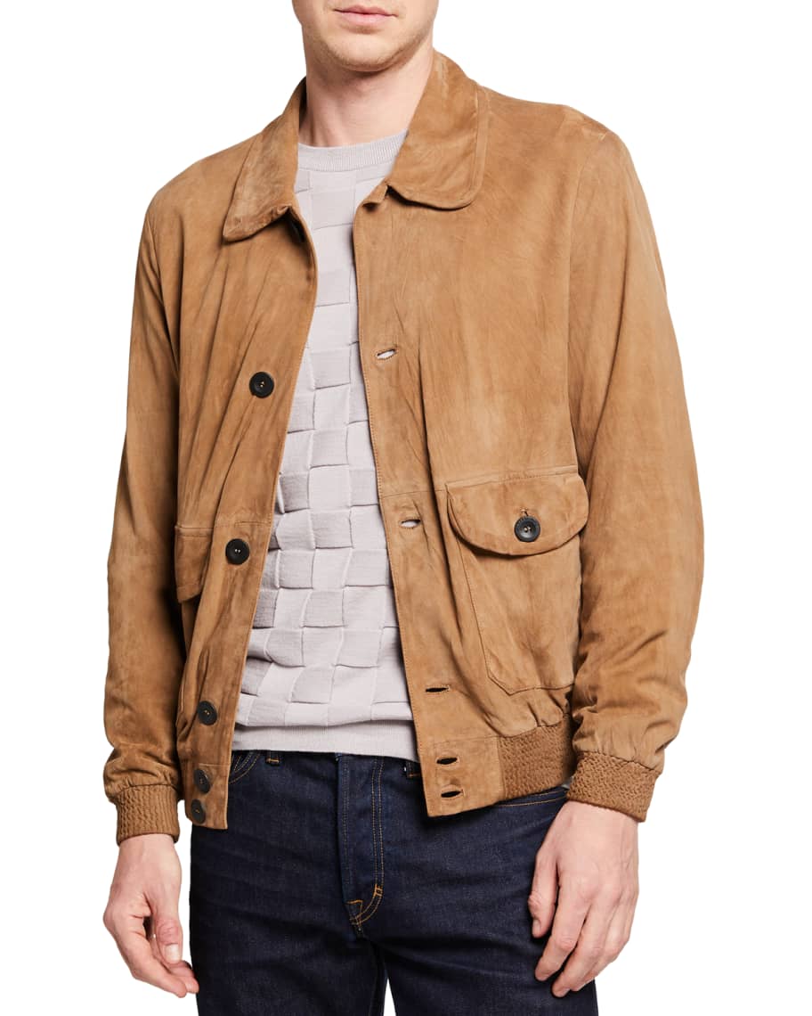 Beugel Attent wraak Giorgio Armani Men's Suede Collared Jacket | Neiman Marcus