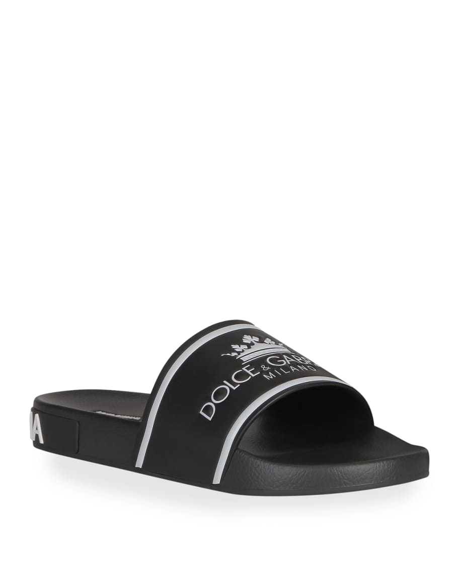 Dolce&Gabbana Men's DG Milano Logo Pool Slide Sandals