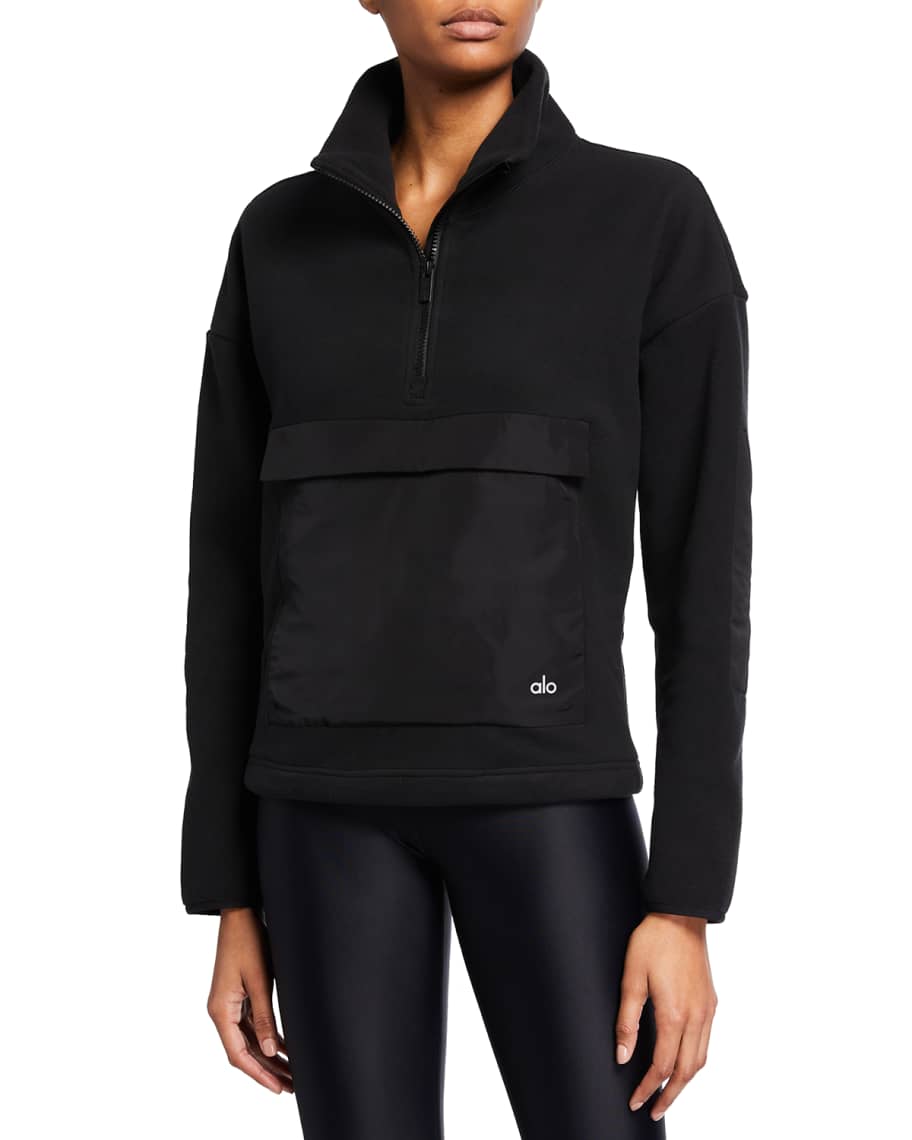 Alo Yoga Blackcomb Fleece Pullover w/ Front Pocket | Neiman Marcus