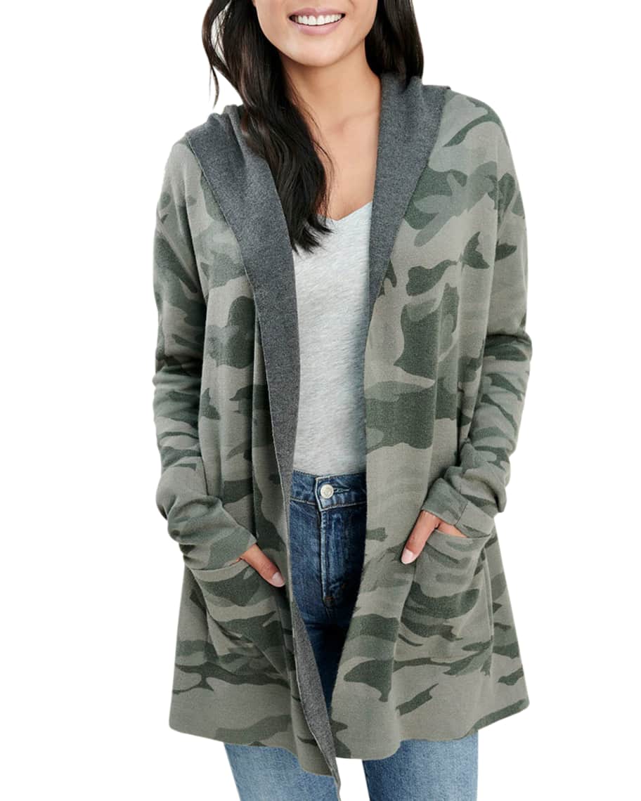Splendid Cashmere Blend Camo Hooded Cardigan Neiman Marcus