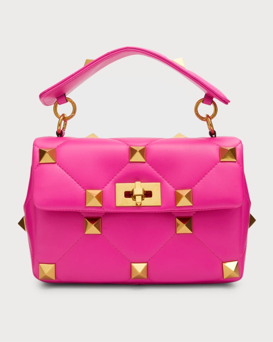 Valentino Roman Stud Small Quilted Shoulder Bag Pink