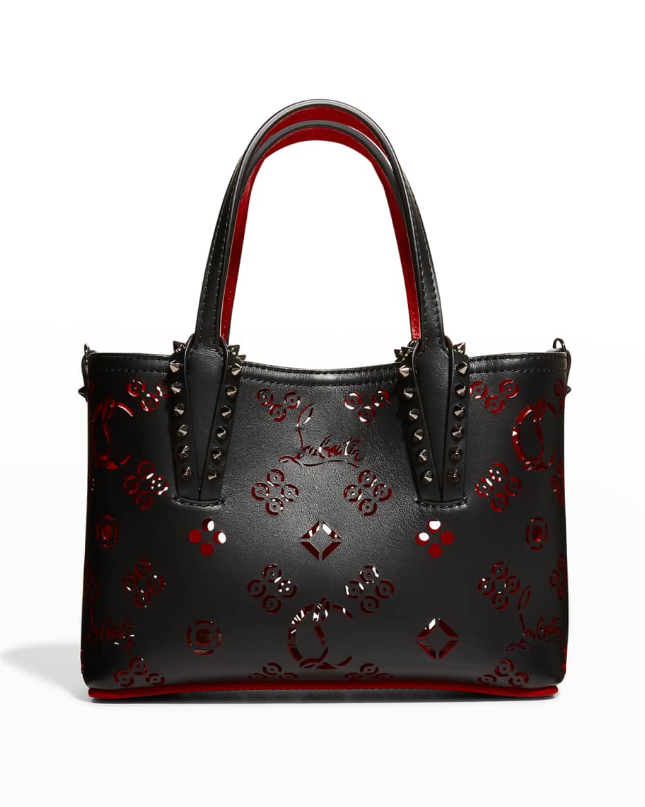 Cabarock large - Tote bag - Perforated calf leather Loubinthesky and spikes  - Leche - Christian Louboutin