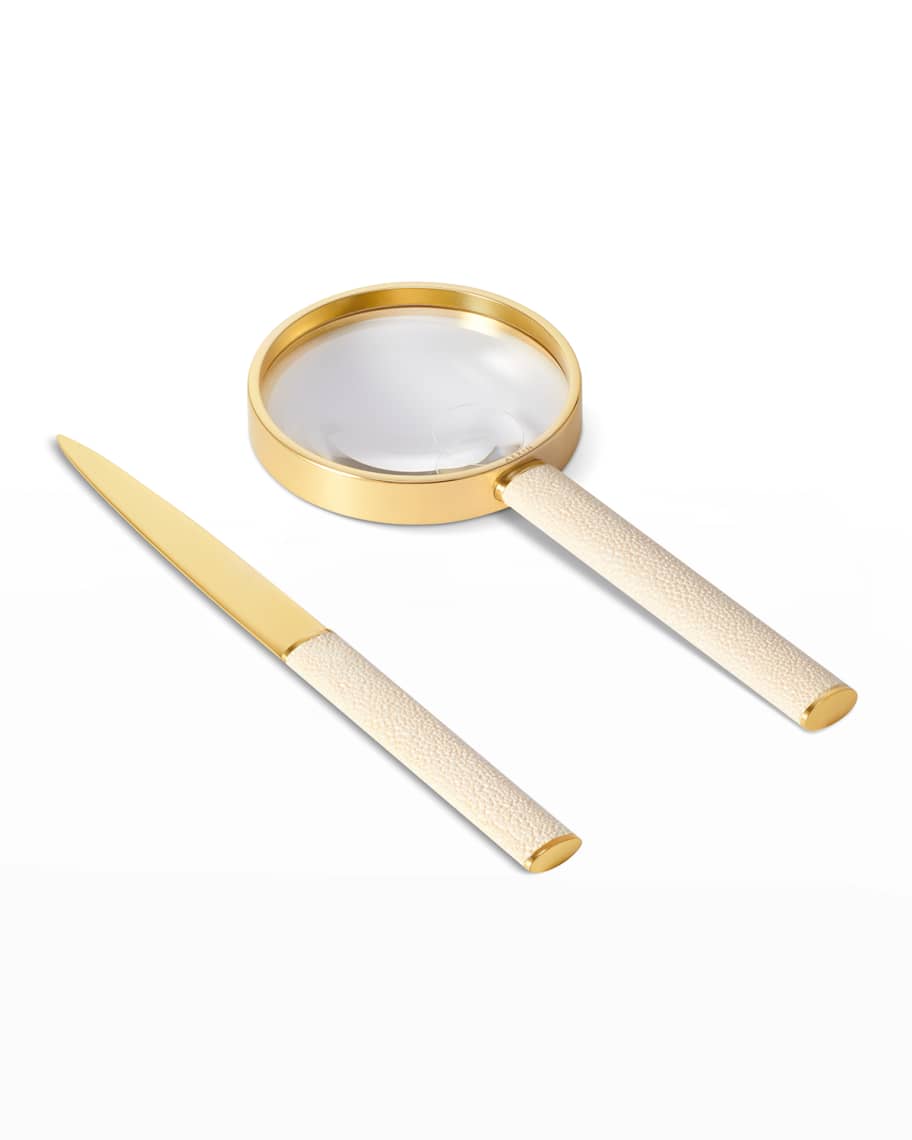 AERIN Faux Shagreen Magnifying Glass and Letter Opener Set | Neiman Marcus