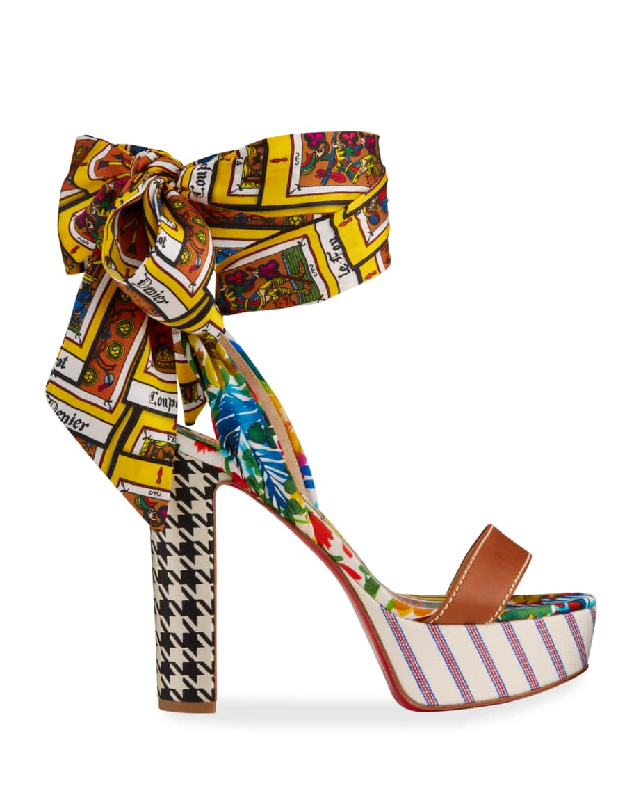 Christian Louboutin Sandale Du Desert Tarot Red Sole Sandals | Neiman ...