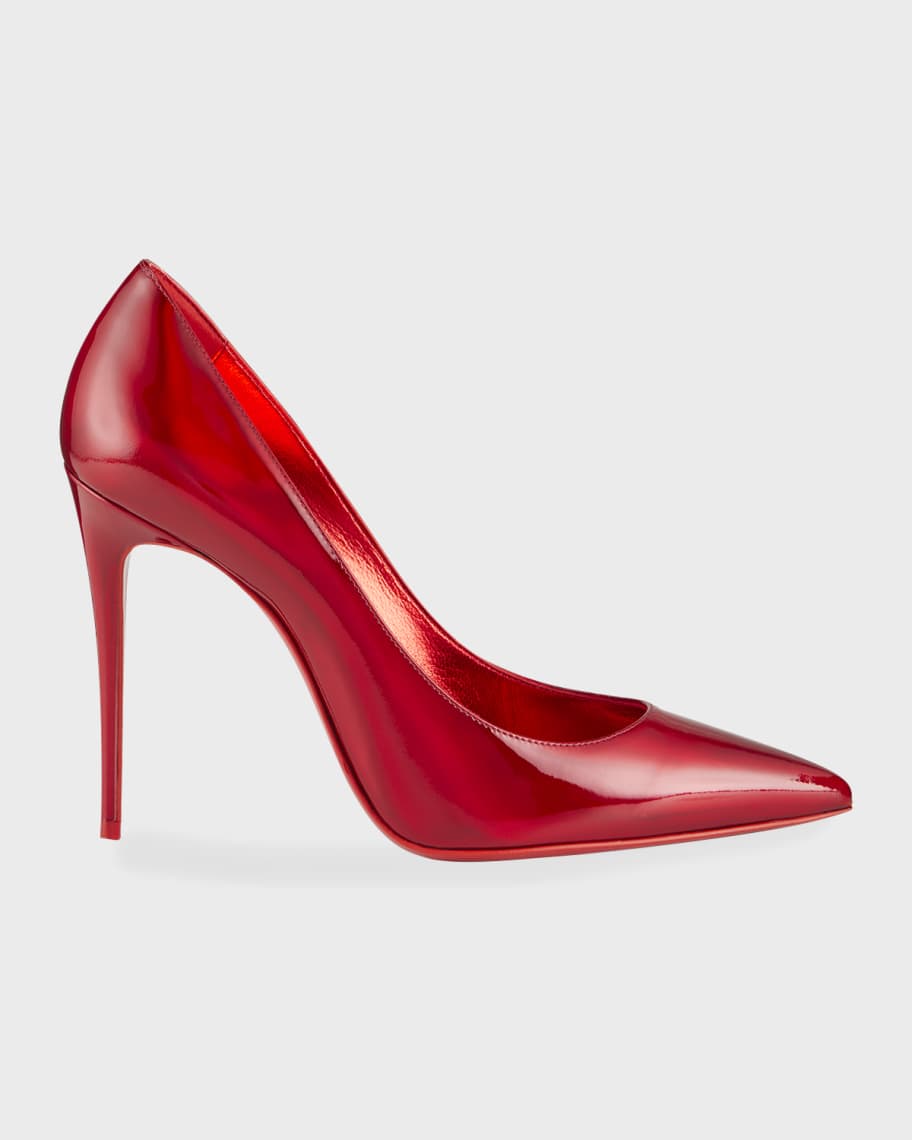 Christian Louboutin Kate 100 Loubi Red Patent Leather Stiletto Heel Pumps