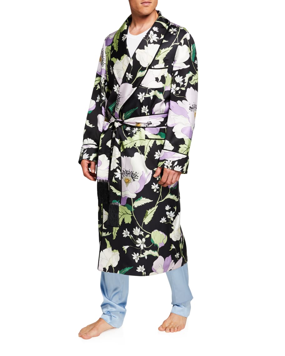 TOM FORD Men's Silk Grand Poppy Floral-Print Robe | Neiman Marcus