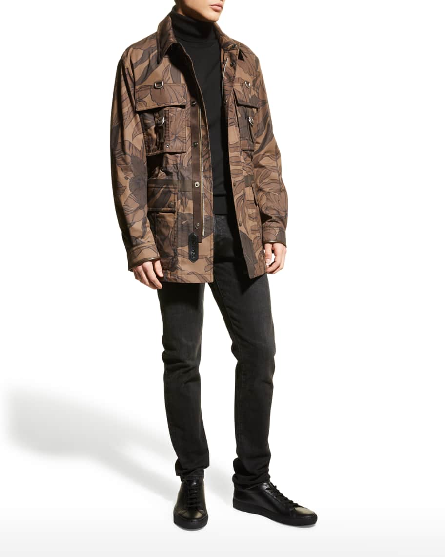 TOM FORD Men's Floral Camo Micro-Canvas Safari Jacket | Neiman Marcus