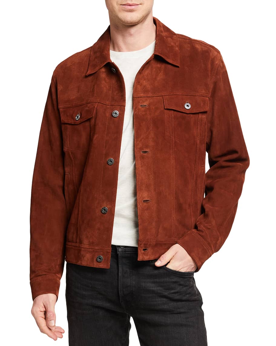 Vince Men s Suede Trucker Jacket Neiman Marcus