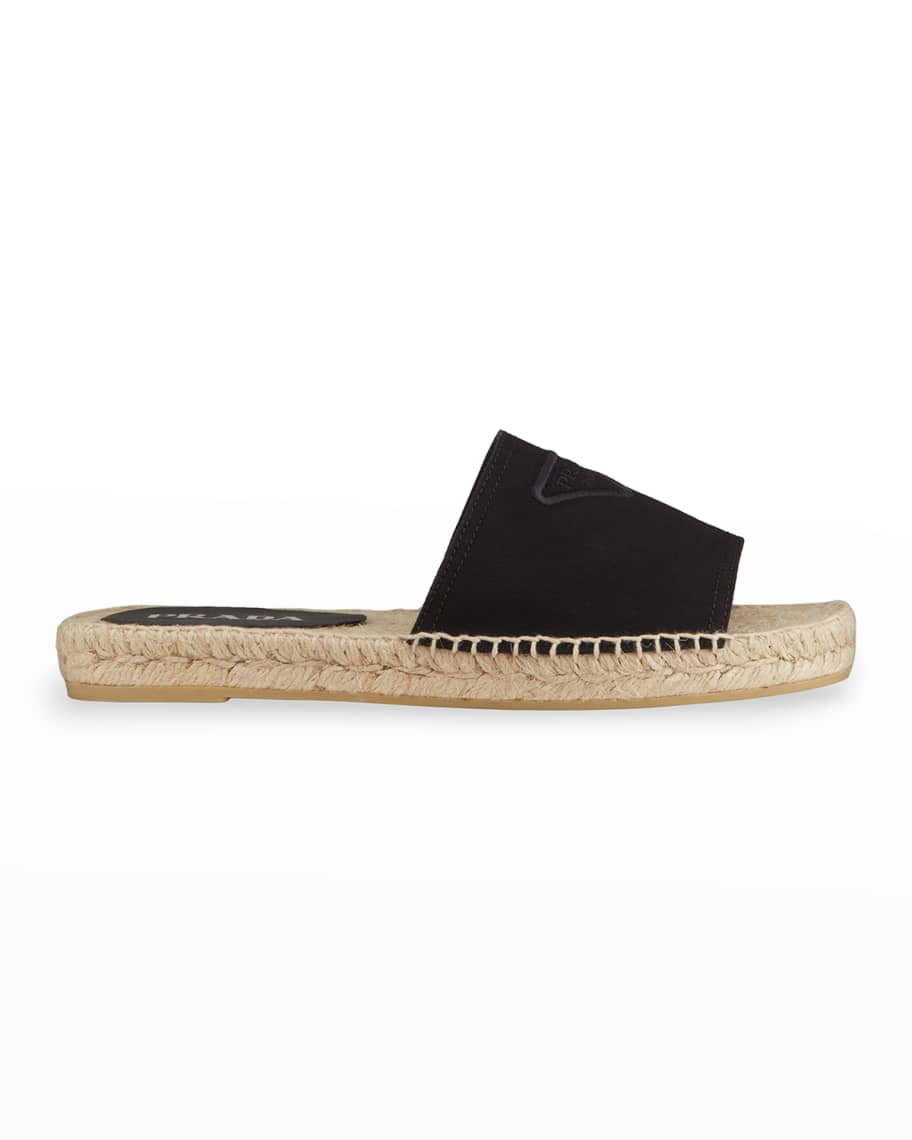 Logomania: Prada Canvas Logo Slide Espadrilles - Shoe Effect