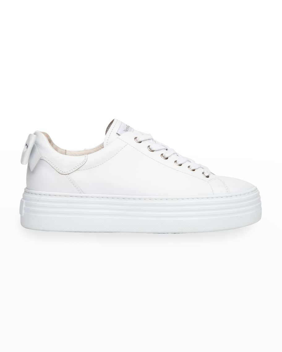 NeroGiardini Bow Skater Platform Sneakers w/ Bow, White | Neiman Marcus