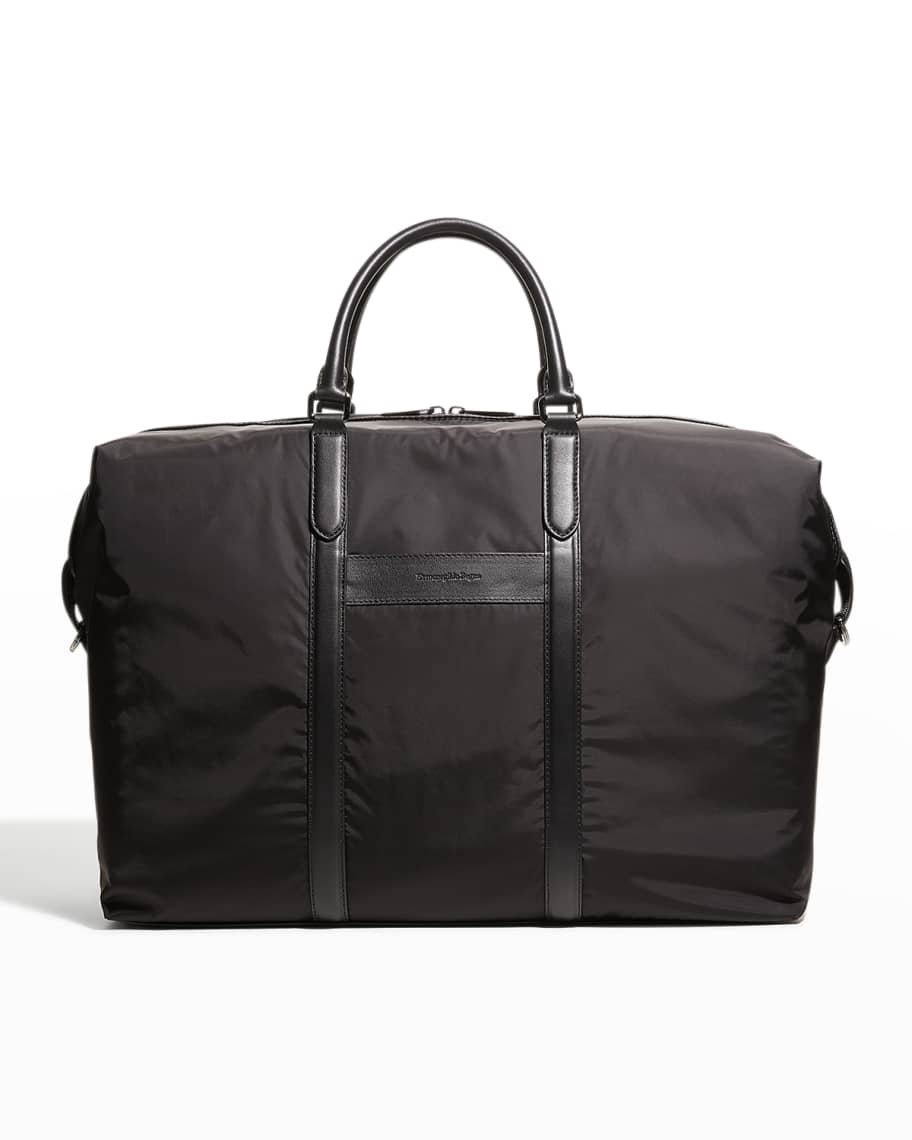 ZEGNA Men's Tech Nylon/Leather Duffel Bag | Neiman Marcus