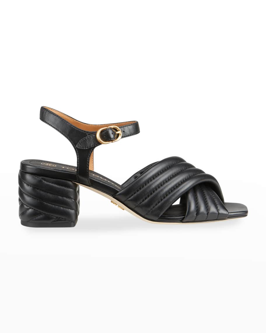 Tory Burch Kira Quilted Leather Ankle-Strap Sandals | Neiman Marcus