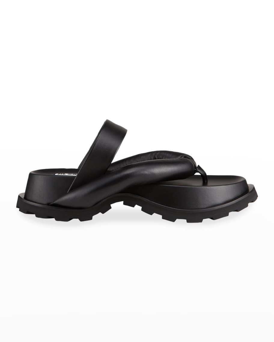 Jil Sander Puffy Napa Nature Thong Sandals | Neiman Marcus