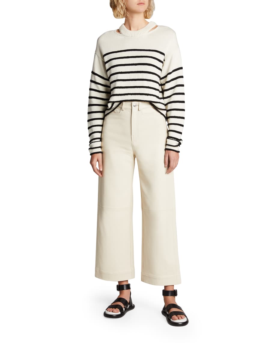 Proenza Schouler White Label Striped Boucle Slit Sweater Neiman