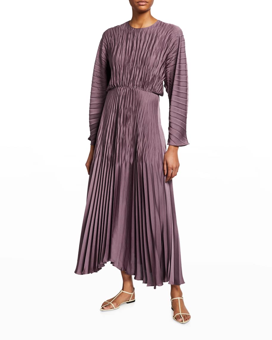 Vince Pleated Dolman-Sleeve Maxi Dress | Neiman Marcus