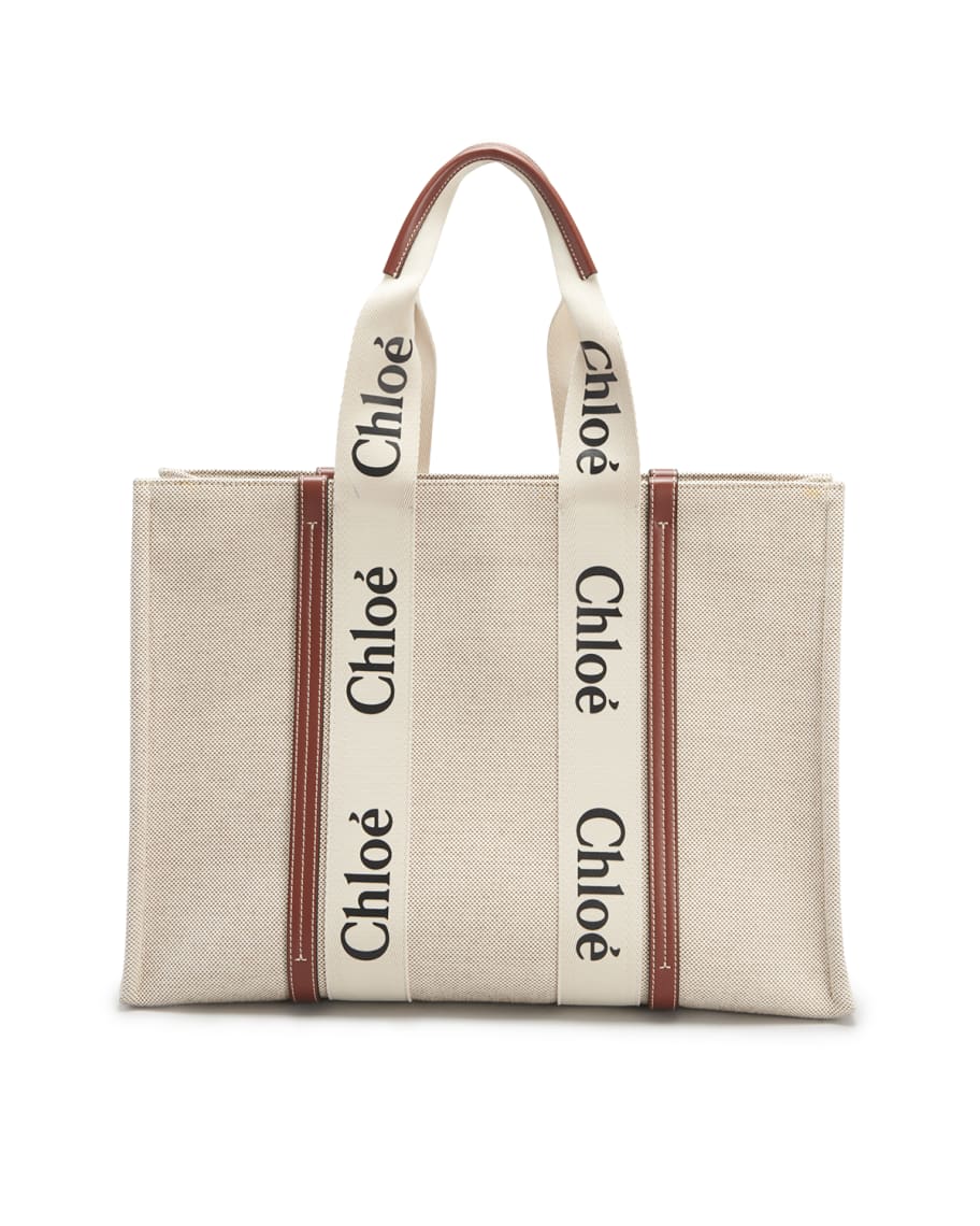 Chloe Woody Large Tote Bag in Linen | Neiman Marcus