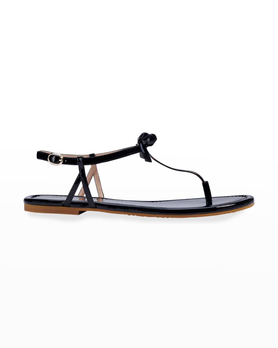 kate spade new york piazza bow t-strap flat sandals | Neiman Marcus