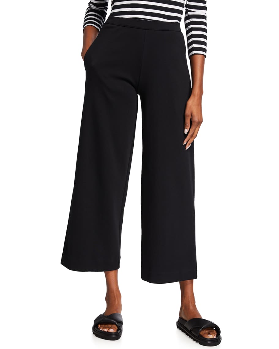 Joan Vass Wide-Leg Ankle Pants with Pockets | Neiman Marcus