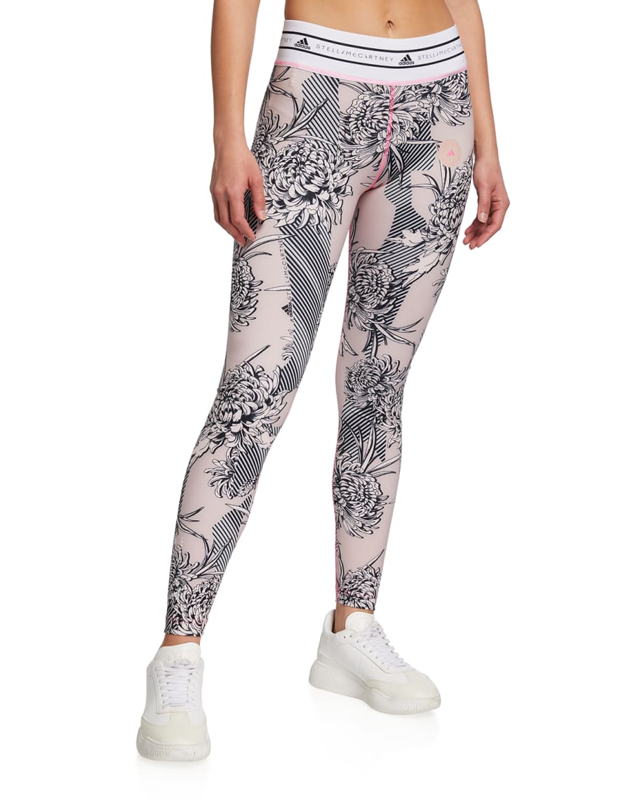 adidas by Stella McCartney Future Playground Banded-Waist Floral-Print  Leggings | Neiman Marcus