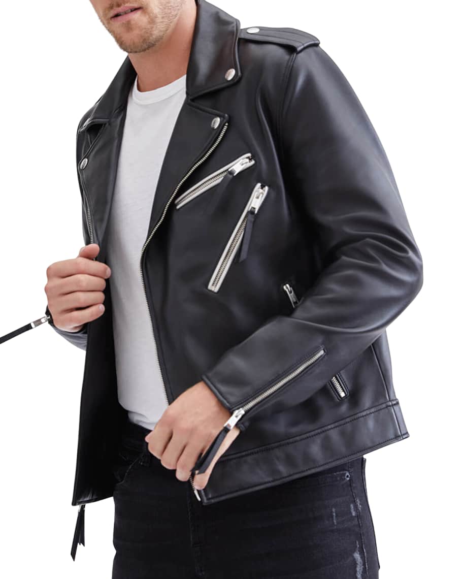 Men s Signature Leather Biker Jacket