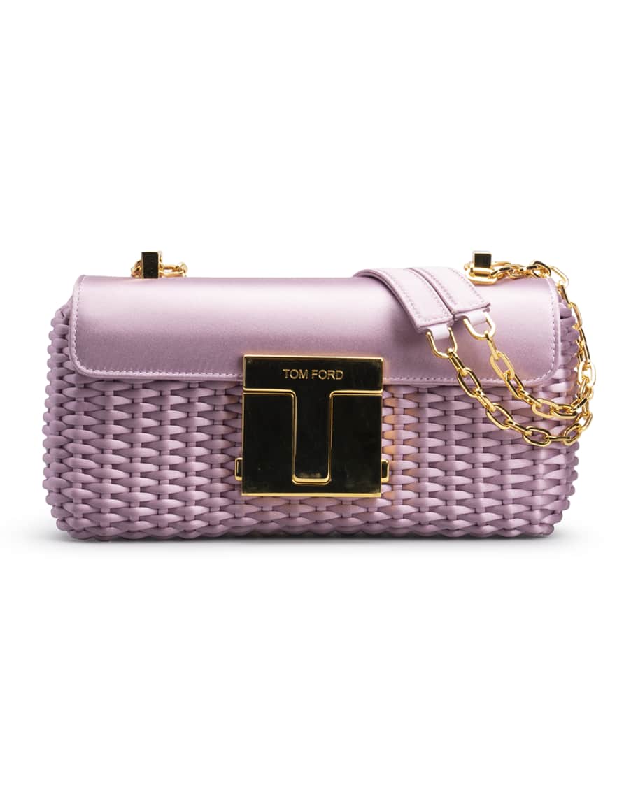 TOM FORD Medium Woven Satin Chain Shoulder Bag