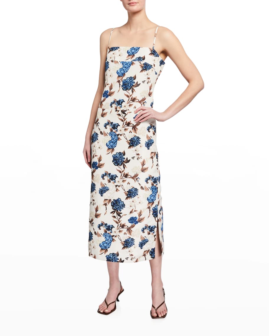 Tory Burch Floral-Print Strappy-Back Dress | Neiman Marcus