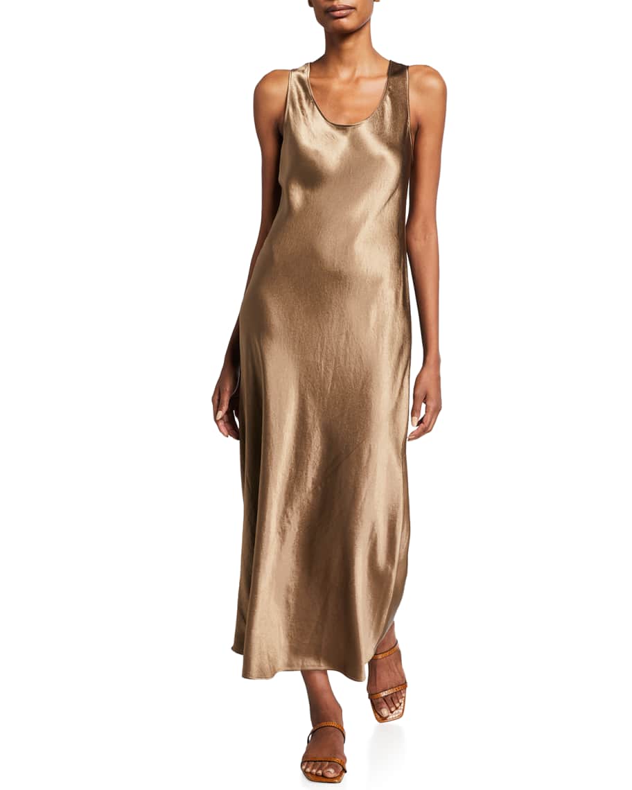 Max Mara Leisure Long Sleeveless Satin Dress | Neiman Marcus