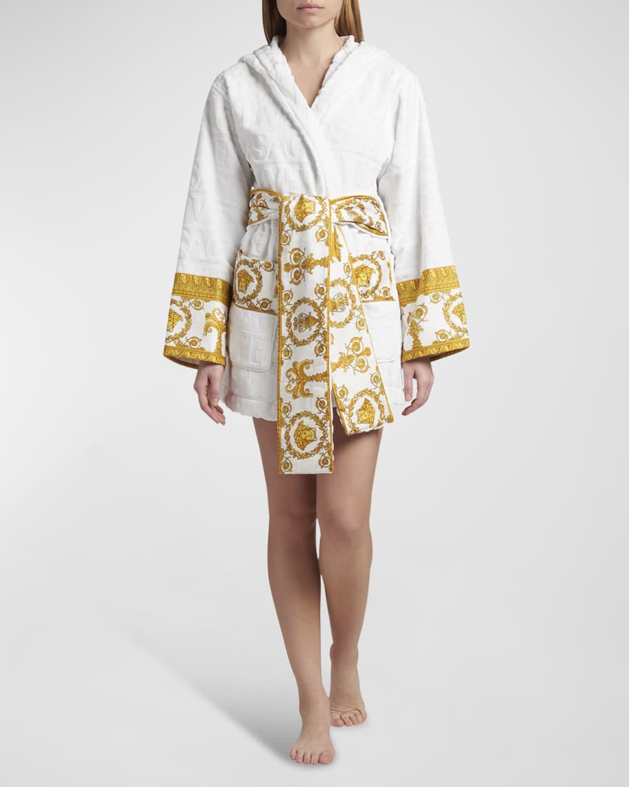 Versace I Heart Baroque Hooded Short Bathrobe Neiman Marcus