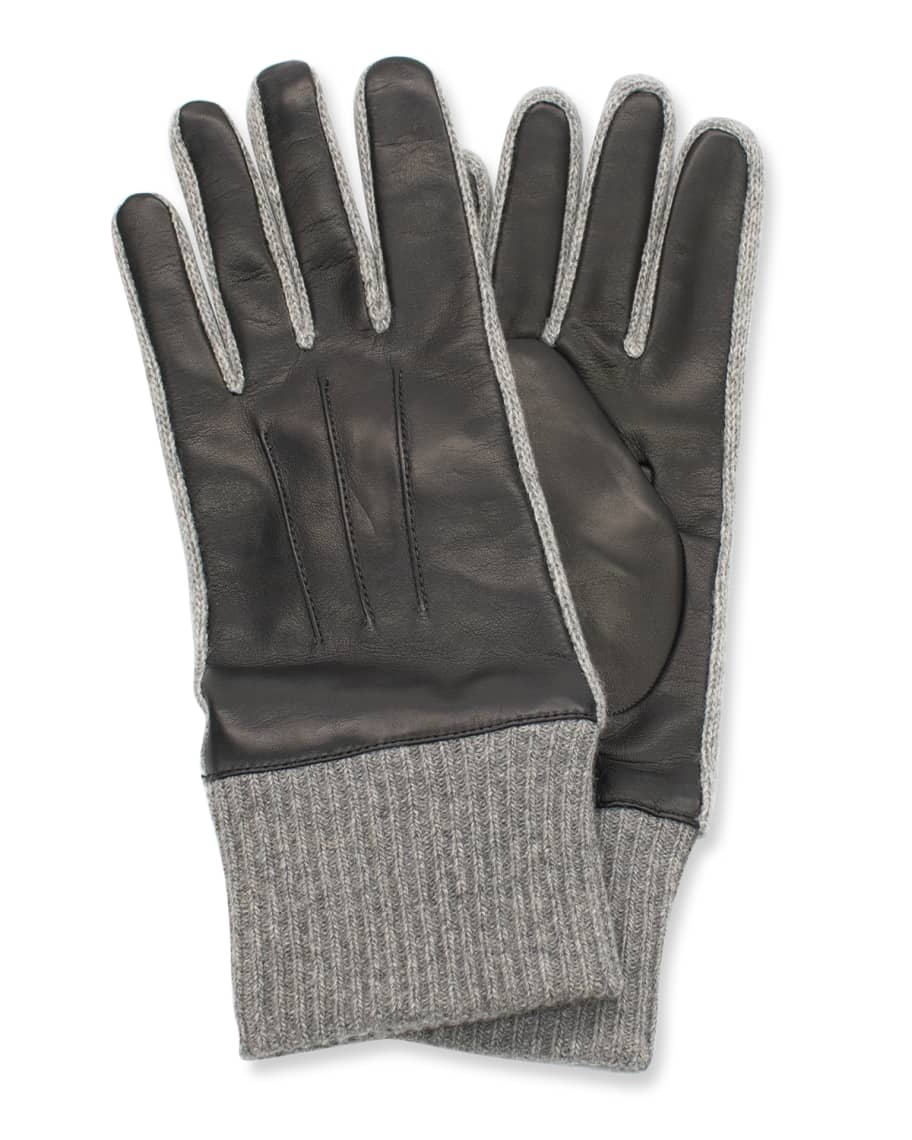Portolano Men's Napa Leather 26 Cashmere Gloves Neiman Marcus