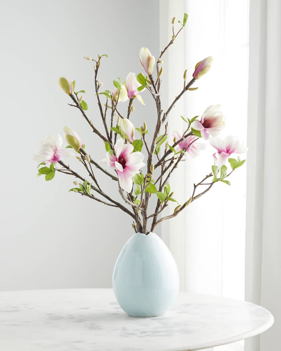 John-Richard Collection Lotus Blue Magnolia Floral in Ceramic Vase