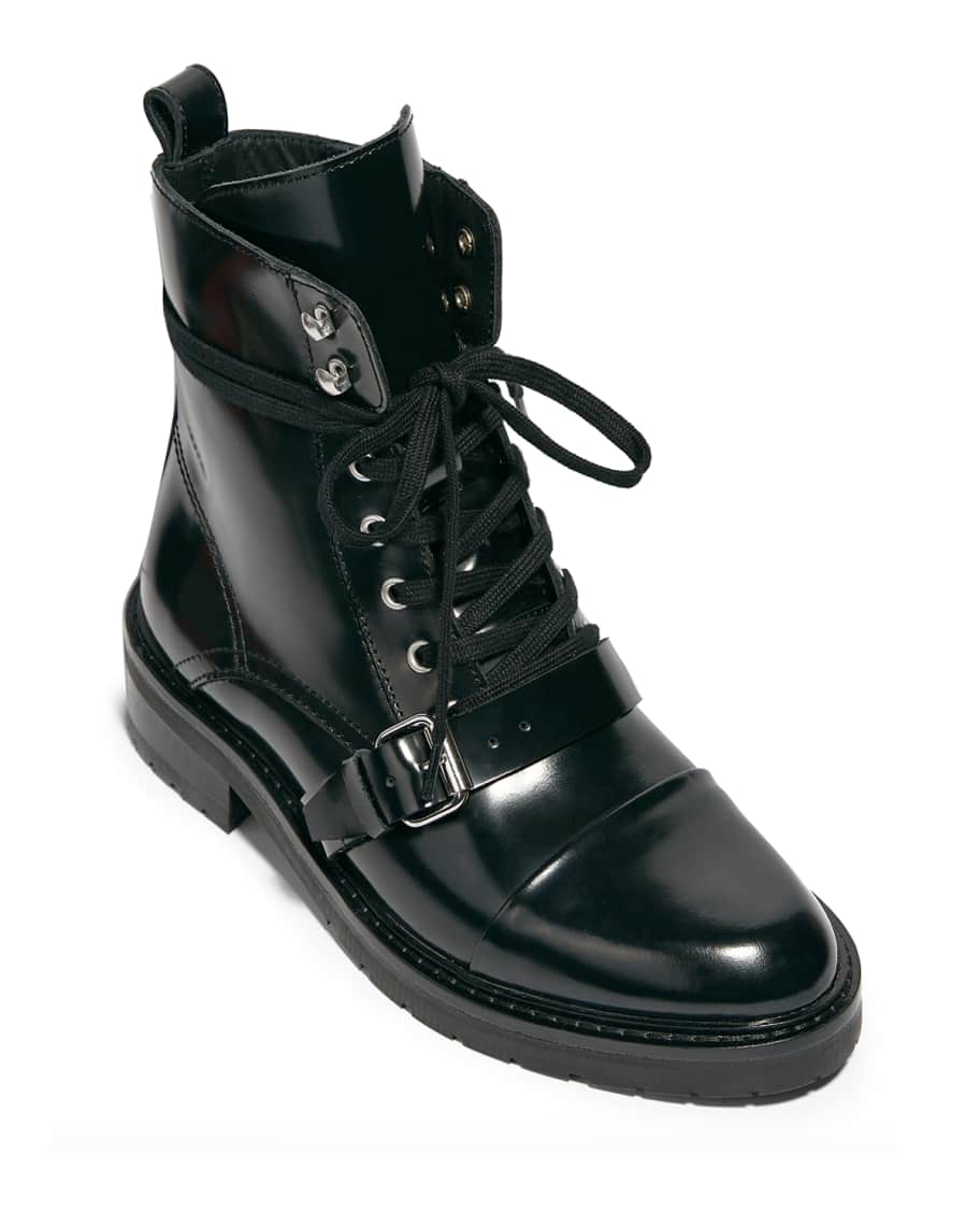 AllSaints Donita Leather Zip Combat Boots | Neiman Marcus