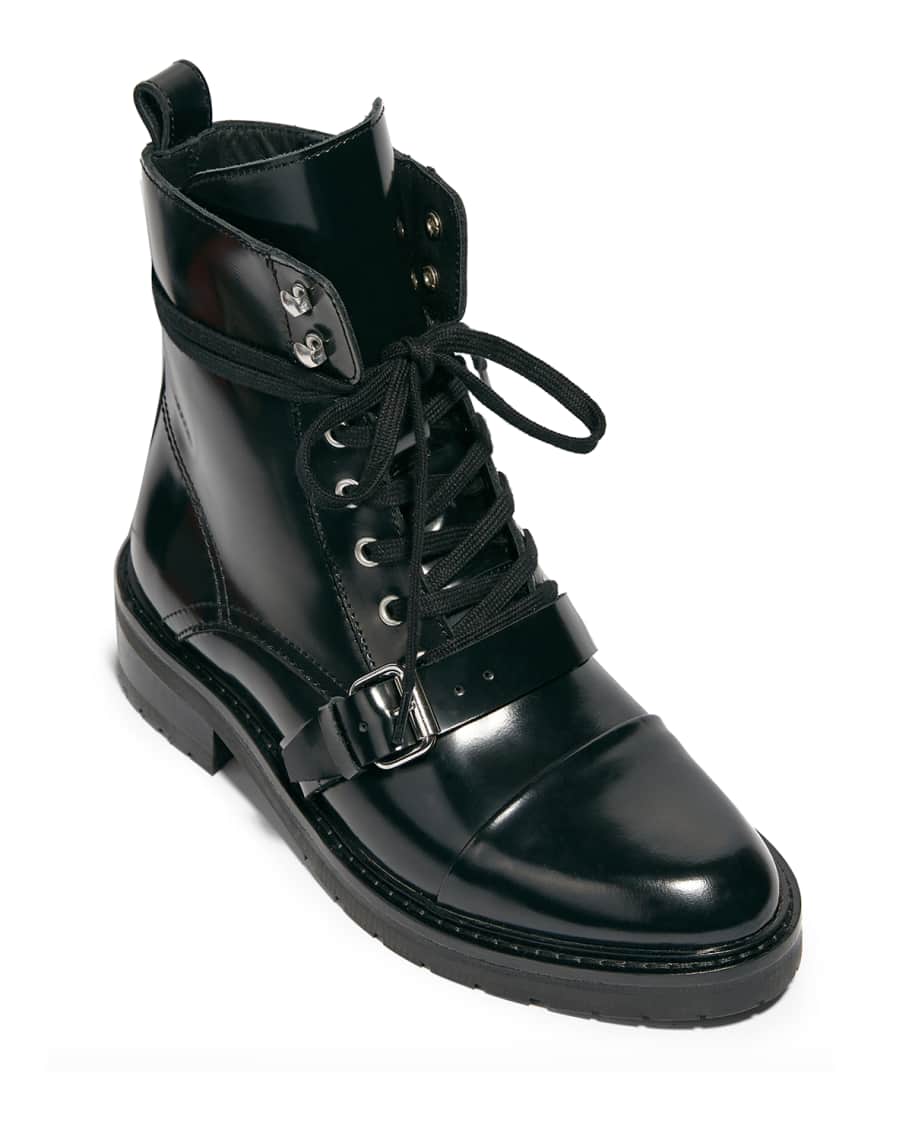 AllSaints Donita Leather Zip Combat Boots Neiman Marcus