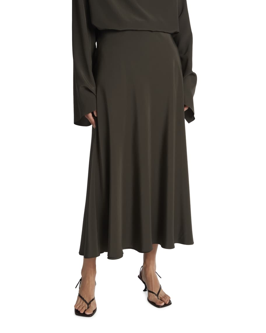 THE ROW Malena Silk Midi Skirt | Neiman Marcus