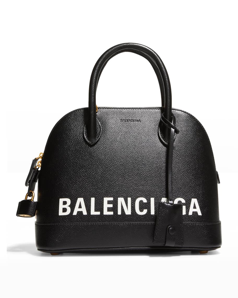 Balenciaga Ville Small Logo Calfskin Top-Handle Bag | Neiman Marcus
