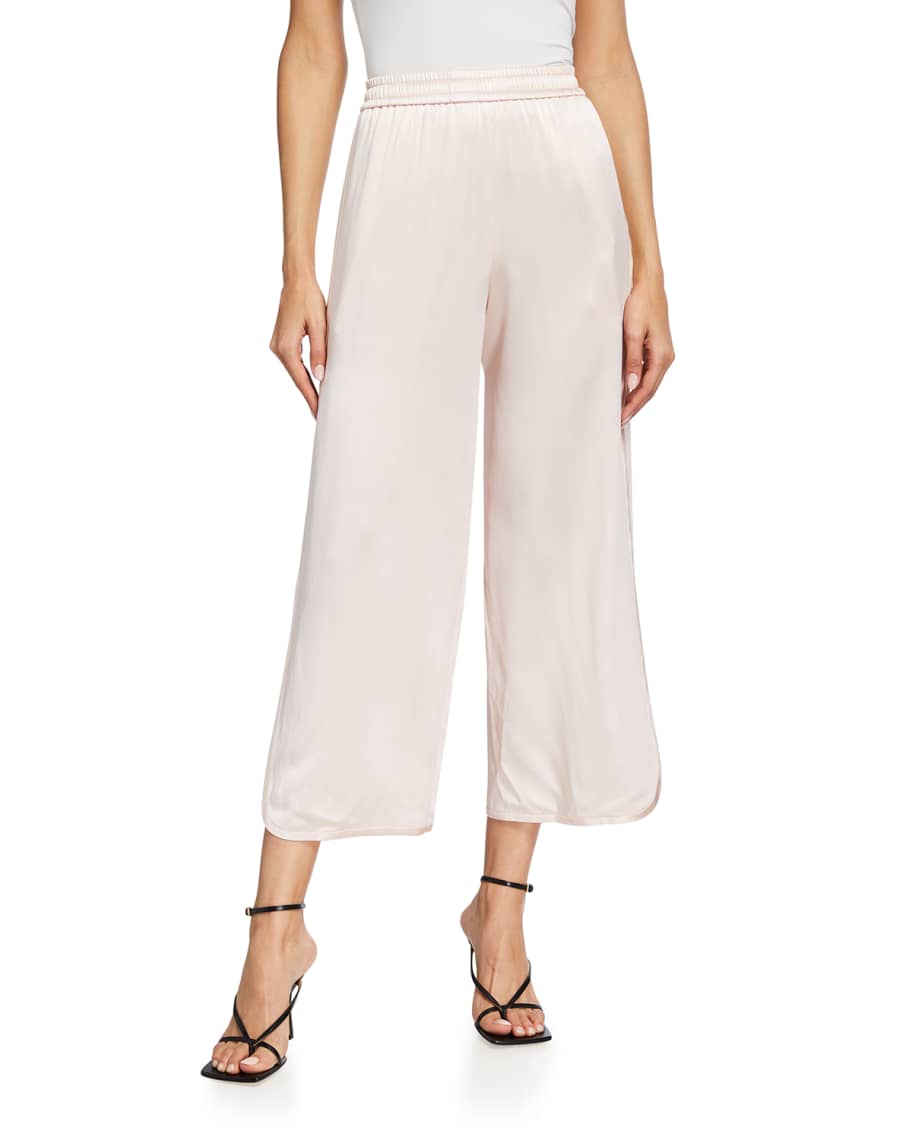 Adam Lippes Silk Cropped Track Pants | Neiman Marcus