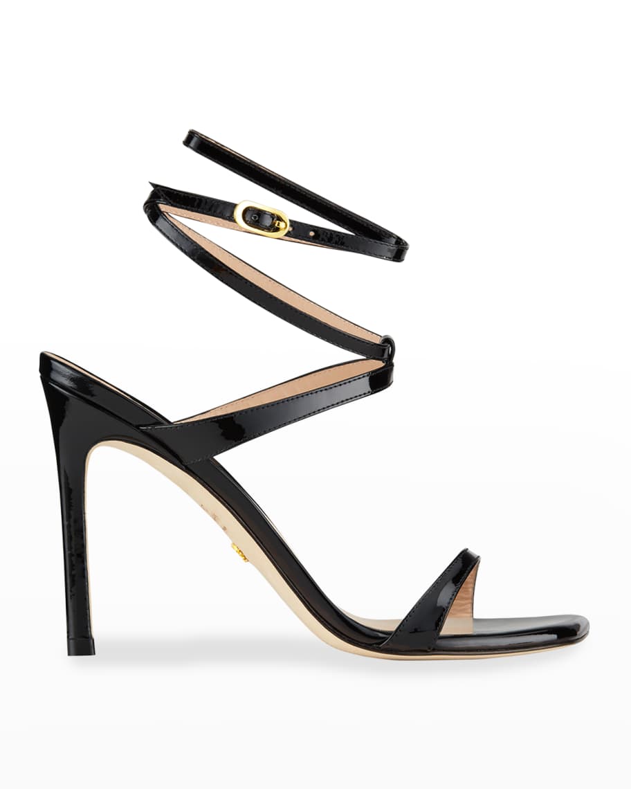 Stuart Weitzman Ellsie 100 Patent Strappy Stiletto Sandals | Neiman Marcus