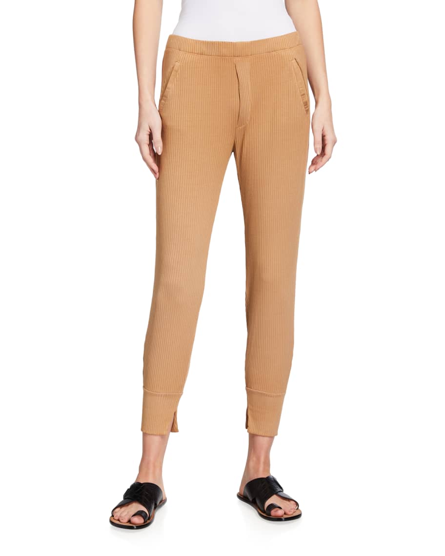 Enza Costa Viscose Rib Knit Split Cuff Joggers Neiman Marcus