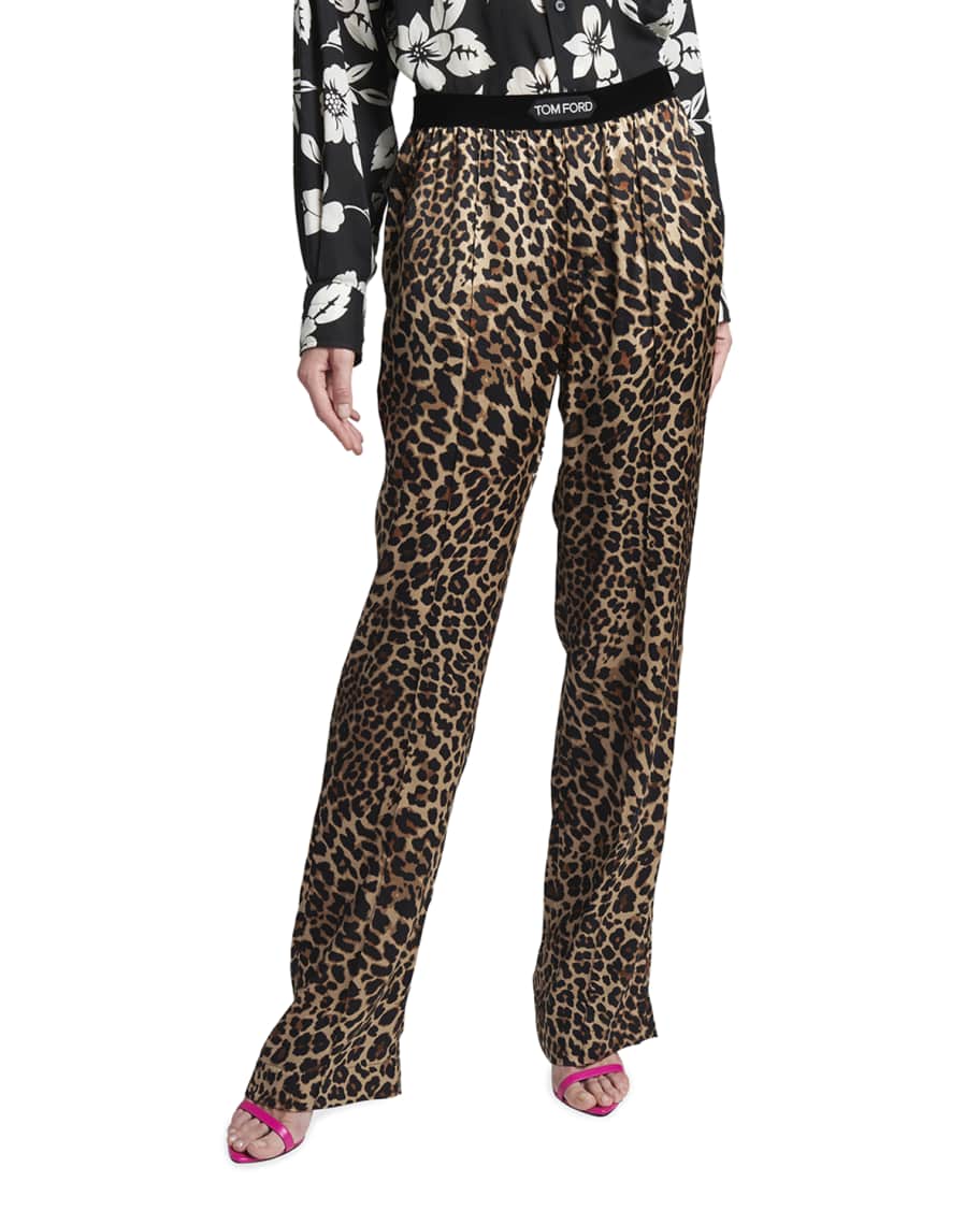 TOM FORD Leopard-Print Silk Pajama Pants | Neiman Marcus