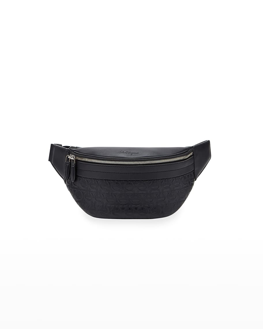 Ferragamo Men's Gancini-Embossed Leather Belt Bag | Neiman Marcus