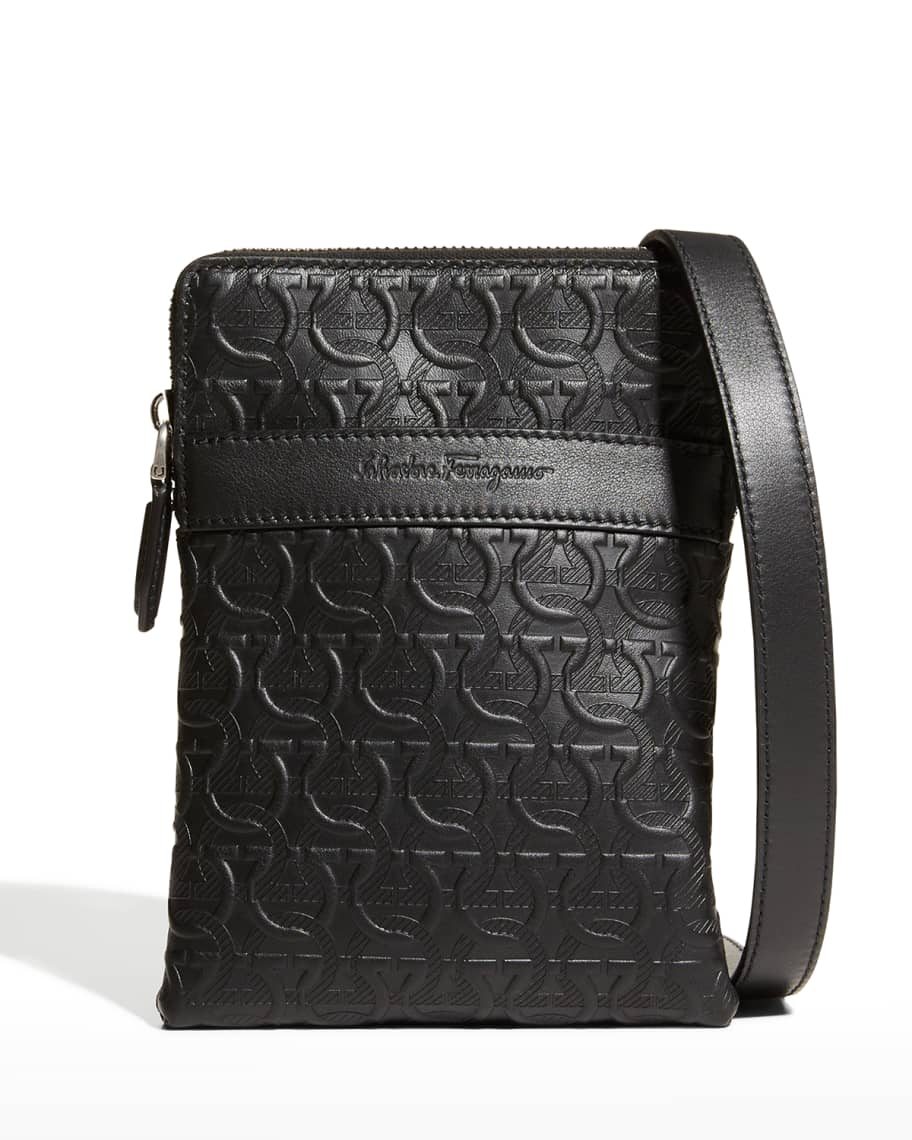 Salvatore Ferragamo Men's Embossed Leather Crossbody Bag