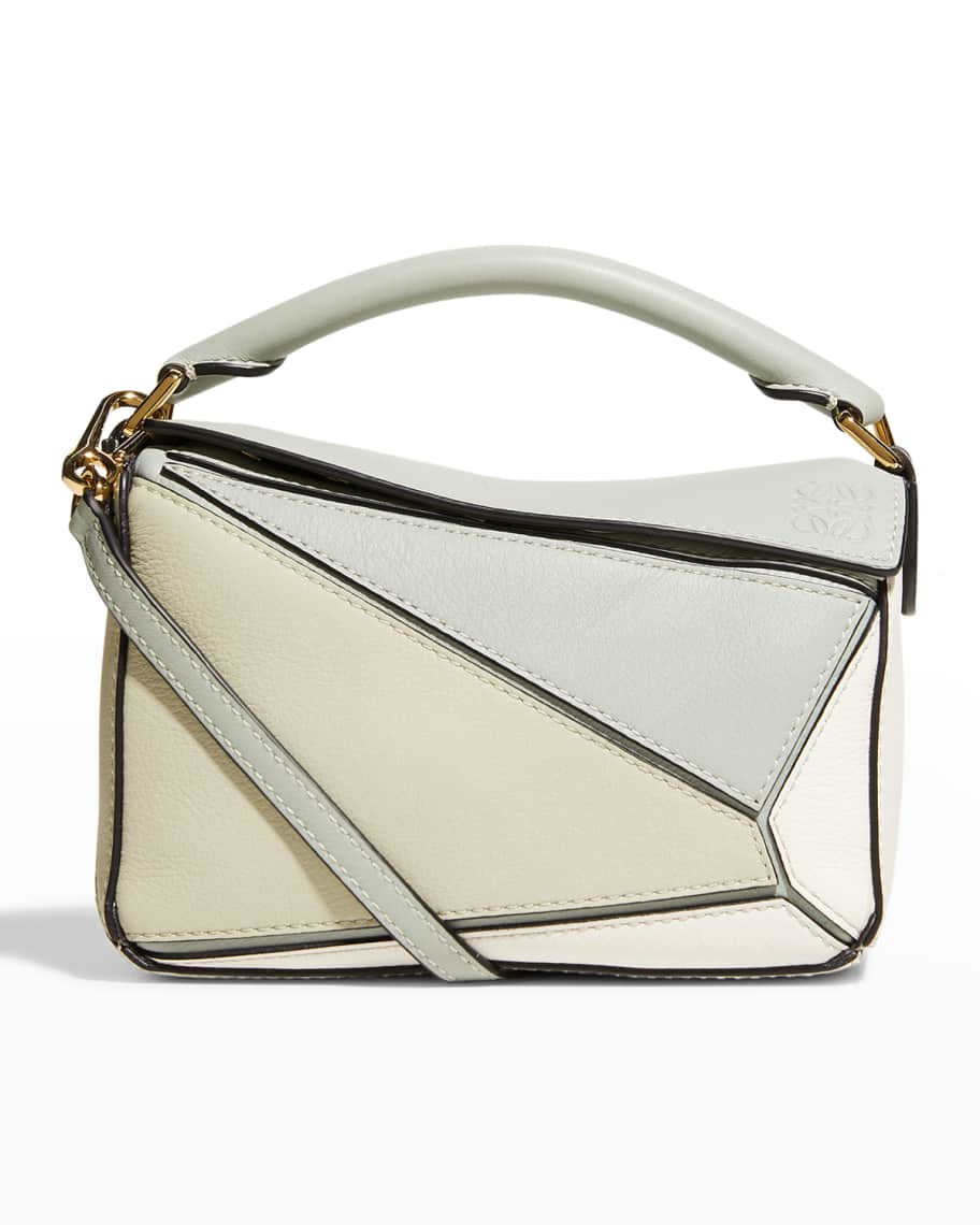 Loewe puzzle mini color-block textured-leather shoulder bag