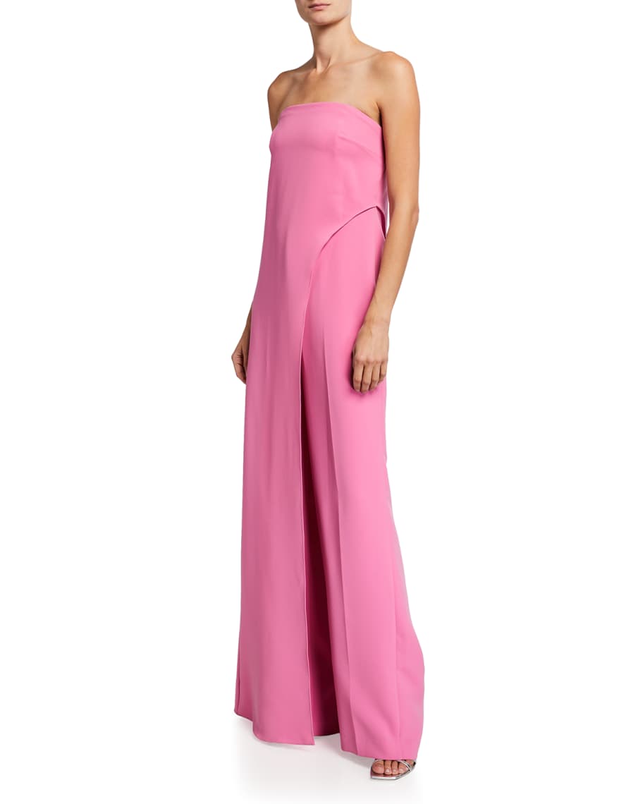 Halston heritage chiffon overlay strapless jumpsuit online
